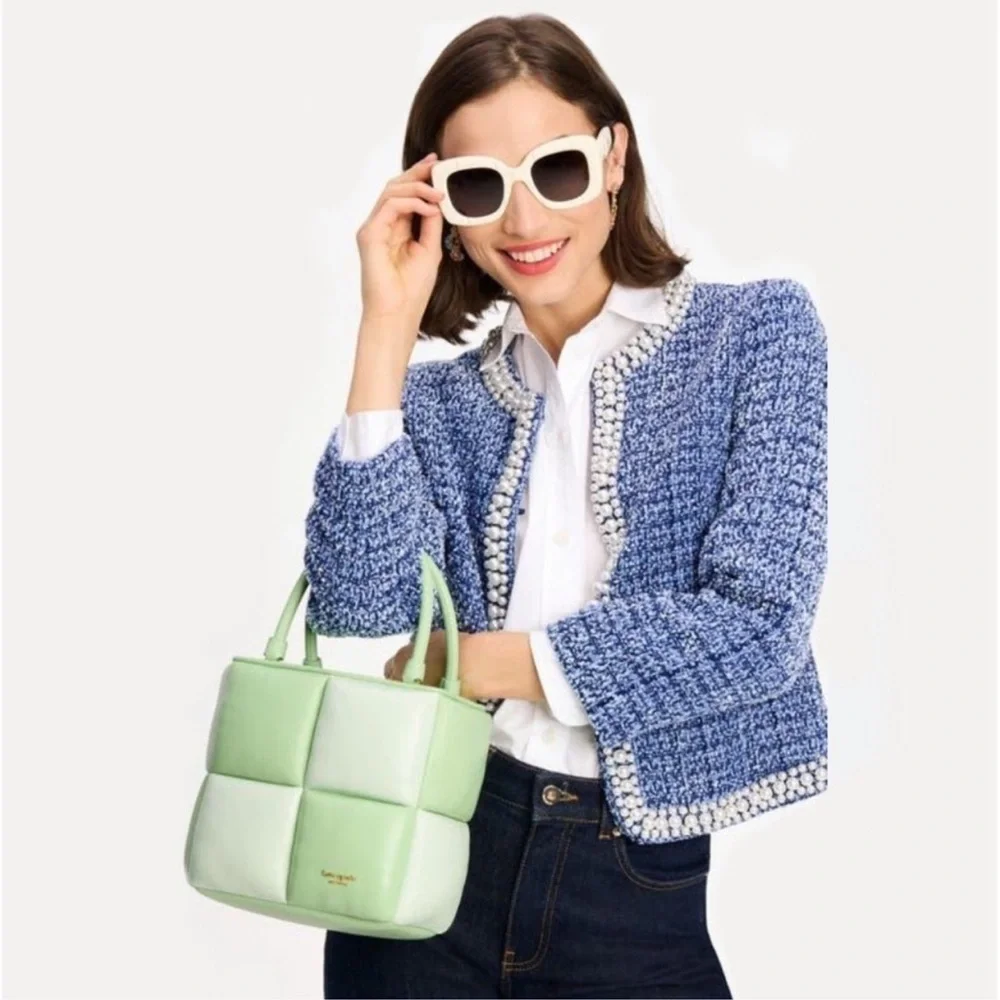 Kate Spade Boxy Colorblocked Tote, Serene Green Multi NWT